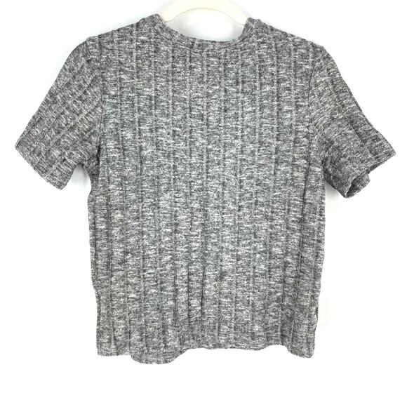 Zara Knit Crop Top Short Sleeves Gray Size Large - Picture 2 of 6